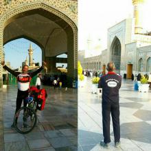 دوچرخه سوار همدانی پس از یکهزار و 400 کیلومتربه پابوس حضرت امام رضا (ع) شتافت
